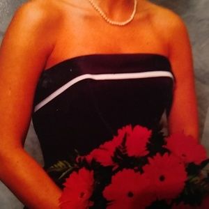 Formal floor length black and white dress